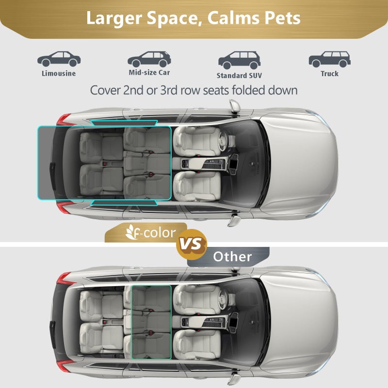 F-color SUV Cargo Liner for Dogs - Waterproof Pet Cargo Liner with Side Flaps, Comfort Dog Cargo Cover with Bumper Flap, Scrachproof Non-Slip Large Size for SUVs Sedans Trunks Vans, Grey - Image 4